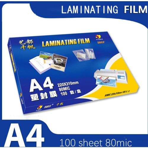 100pcs 80 Mic A4 Thermal Laminating Film Pet Eva Plastic Film for Hot Laminator Photo/files/card/picture Office Supplies