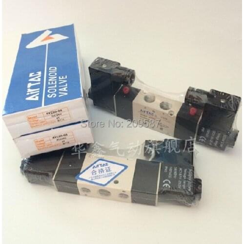 1x 4V220-08 5Ports2Position Double Solenoid Pneumatic Air Valve 1/4" BSPT AC110V