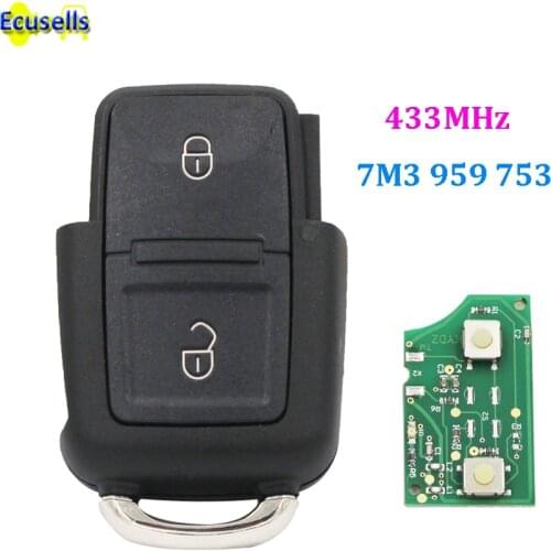 2 Button 433MHZ Remote Car Key control fob 7M3 959 753 For VW For Volkswagen Sharan Model (2004+) 7M3959753