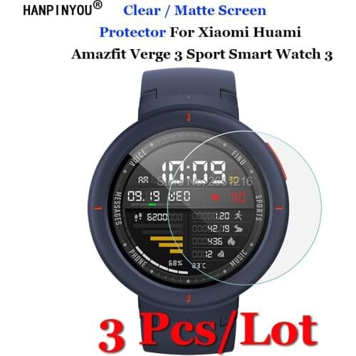 3 Pcs/Lot HD Clear / Anti-Glare Matte For Huami Amazfit Verge 3 Sport SmartWatch 3 Anti-Scratch Screen Protector Protection Film