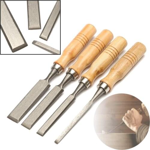 4Pcs/Set Wood Carving Chisel 8/12/16/20mm Woodworking Carving Hand Chisels DIY Tool Kit Steel Blade with Wooden Handle