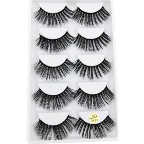Flash Girl 5D-W21 5d mink natural handmade false eyelashes 5 pairs