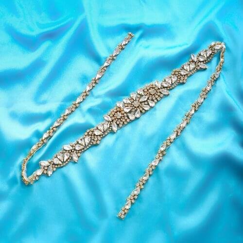 Applique Costume Wide Rhinestone DIY Pearl Handmade Silver Wedding Dresses Crystal Accessories Bridal Beaded Gold Wholesale S138