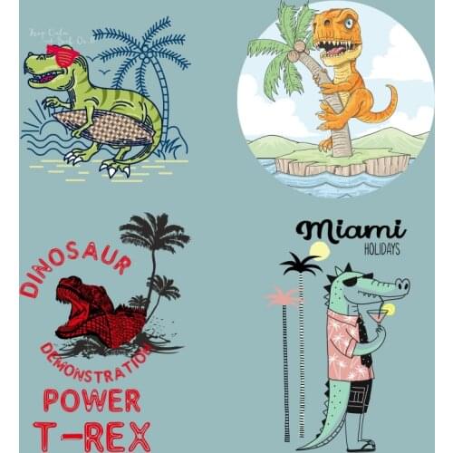 Cartoon Hand Painted Dinosaur Pattern On Clothes Applique Decor Iron On Transfers Patches for Clothing DIY T-shirt Washable