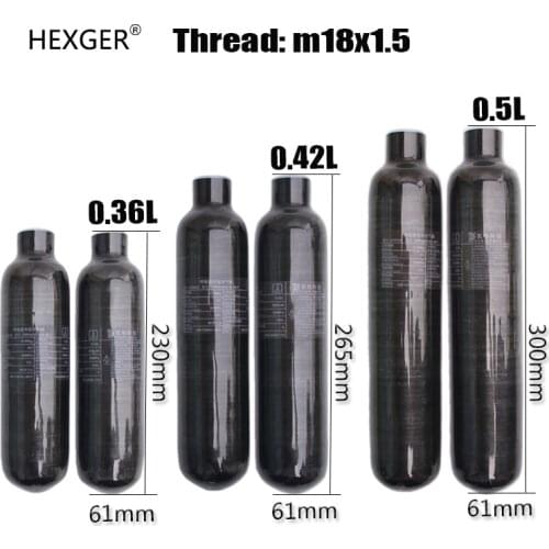 Cheap Carbon Fiber Gas Cylinder 0.36 0.42 0.5 Litre Paintball Diving Tank PCP Air Gun Rifle Capacity m18x1.5 300BAR