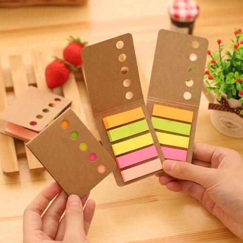 Novelty Kraft Paper Cover Candy Color Memo Pad N-times Sticky Notes Bookmark Notepad School Office Supply Student Prize Gift