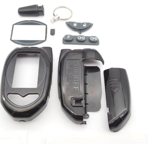 Russia version zx1055 case keychain for Sheriff ZX1055 car remote lcd two way car alarm system free shipping