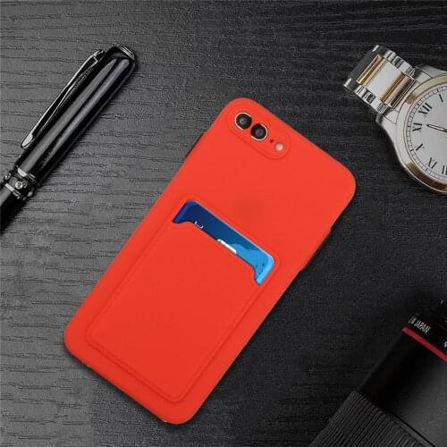 For iPhone 8 Plus 7 7G 8 G 7plus 8plus 7+ Case Silicone Liquid Soft TPU Card Slot Case For iPhone 7 8+ iPhone7 Back Phone Cover