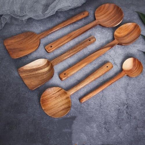 Home Kitchen Tool Wooden Spatula Rice Soup Cooking Spoons Scoop