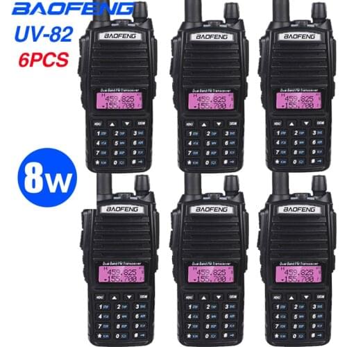 6PCS High Dual Band 8W Walkie Talkie Baofeng UV-82 Intercom 128CH Portable Ham Radio FM Transceiver VHF/UHF Two-way Radio UV82