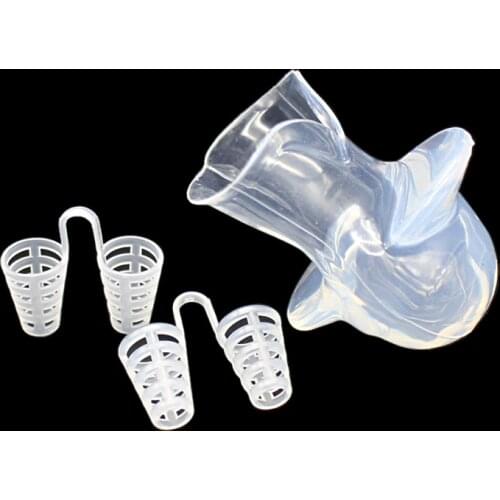 Anti Snoring Tongue Guard Sets Silicone Prevent Snoring Tooth Grinding Anti Snore Apnea Nose Clip Breathe Aid Stop Snore Device