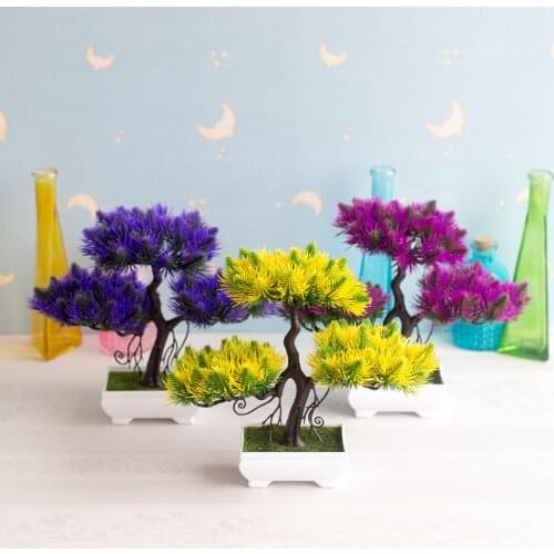 24x26cm 3Forks Artificial Pine Tree Potted Bonsai Home Garden Decoration Accessories Wedding Christmas Halloween Party Supplies