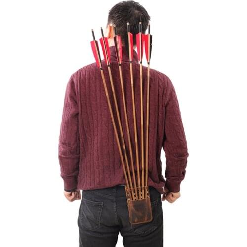 Leather Arrow Quiver Capable of Loading 6 Arrows Suitable for Recurve Bow Compound Bow for Archery Hunting