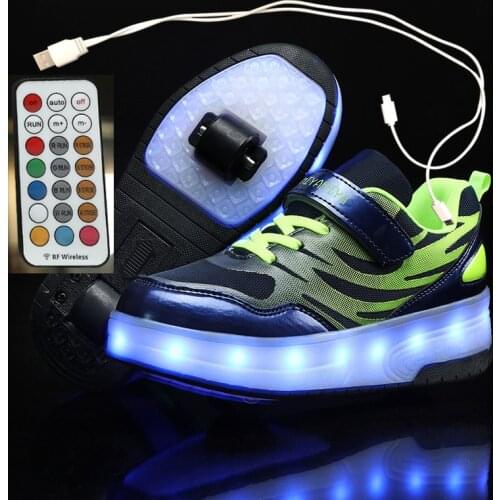 USB Charging Children Sneakers Remote Control Wheels Girls Boys Led Shoes Kids Sneakers With Wheels Roller Skate Shoes
