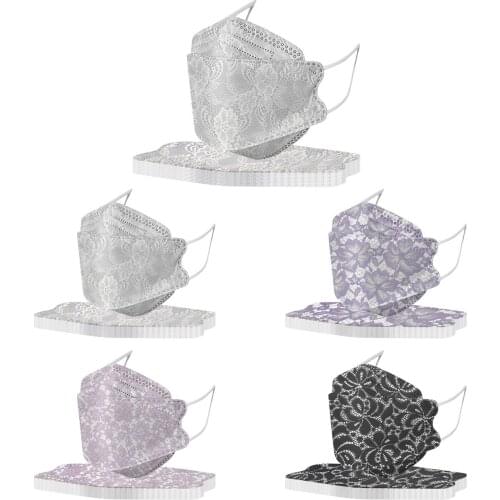 Ski Fasemask 10-50pcs Adult 4-layer Lace Fish Mask Fashion Lace Printed Mouth Cover Masks Personal Mascarilla Balaclava 2021