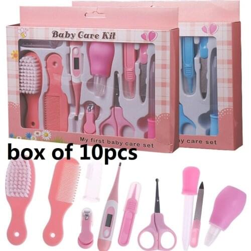 10Pcs Baby Nail Trimmer Clipper Scissor Thermometer Hair Brush Comb Grooming Daily Convenient Kit Manicure Baby Nail Care Set 3L