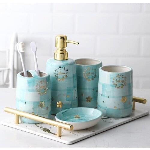 Brush teeth and gargle cup hand-painted ceramic star bathroom five sets of toiletries Set Wedding bathroom supplies