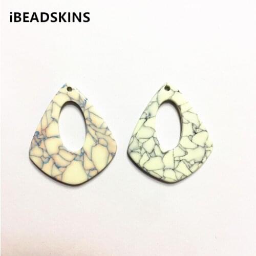 New arrival! 34x29mm 50pcs/lot acetic acid Imitation marble crack effect drop-shape charms for earring/Jewelry DIY