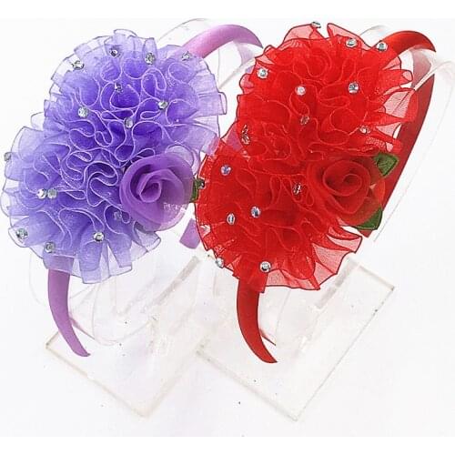 Children Solid Color Chiffon Flowers HairBands Cute Hair Hoop Princess HairBands Head Band Headband Girls Hair Accessories