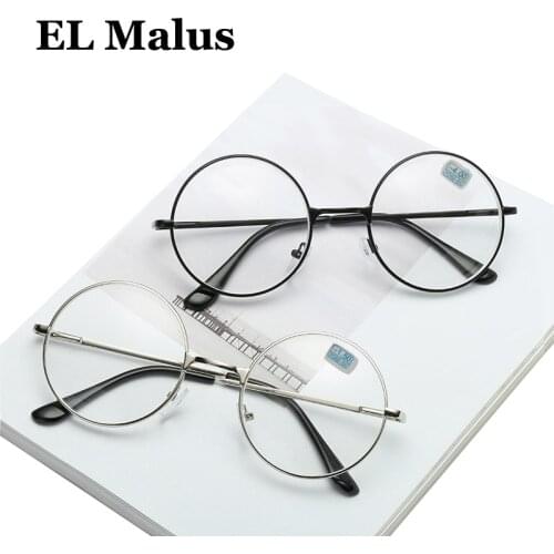 [EL Malus]Myopia Glasses For Women Men Metal Round Frame Students Short-Sight Rose Gold Black Silver -1 -1.5 -2 -2.5 -3 -3.5 -4
