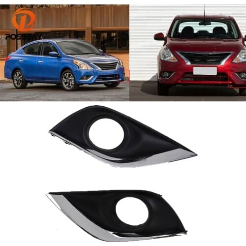 POSSBAY Car Front Fog Light Cover Trim Fog Lamp Hoods for Nissan Versa Sedan(B17) 2015 2016 2017 2018 Facelift Hole Grille Decor