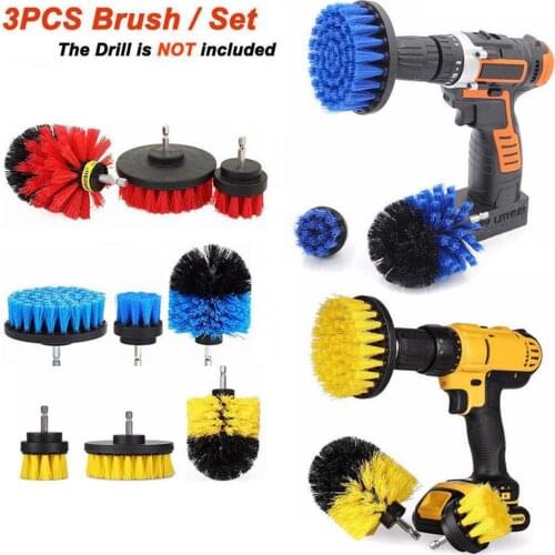 3Pcs Tile Grout Drill Brush Cleaning Power Scrubber Tub Cleaner Attachment Kit Carpet Kitchens Bathrooms Household Cleaning Tool