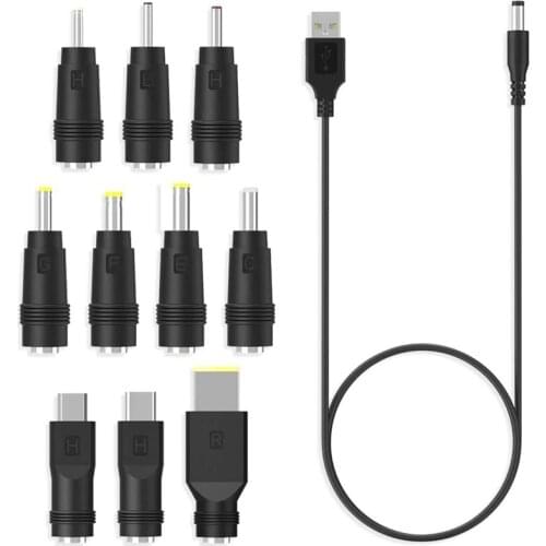 DC Power Cord USB to 5.5X2.1 Multifunctional Dc Interchangeable Plug
