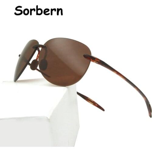 Ultralight Nylon TR90 Mens Sports Sunglasses Rimless Women Non-Screw Oval Sun Glasses For Men Driving Golf Gafas De Sol Mujer