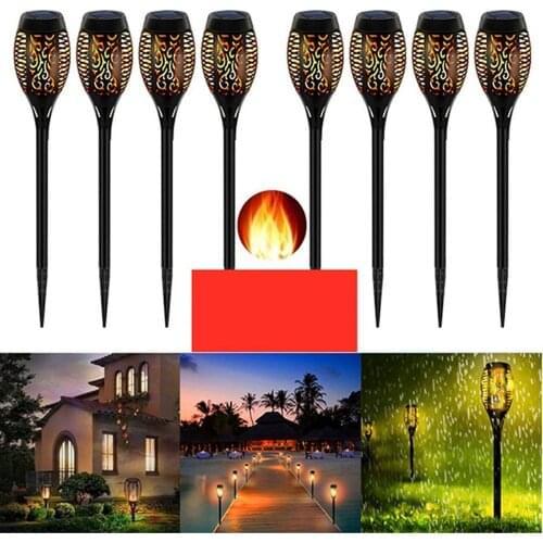 LED Solar Flame Torch Lamp Outdoor Lights Solar Garden Light Flickering Waterproof Lamp Courtyard Balcony Lawn Path Spotlight