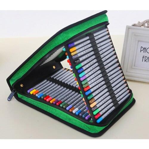 120 Holes Canvas School Pencil Case Large Luxury Penal Pencilcase Multi Kids Folding Pen Bag for Colorful Pen Storage Box Pouch