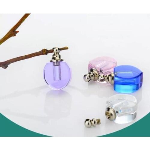 Screw cap cute heart Crystal Vials perfume bottle fashion necklace jewelry pendant name on rice charms crystal wishing bottles
