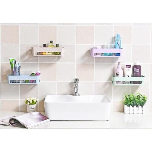 1PC Kitchen Wall Mounted Plastic Bathroom Box Bath Rack Shower Holder Storage Shelf Kitchen&Bathroom Supplies OK 0891