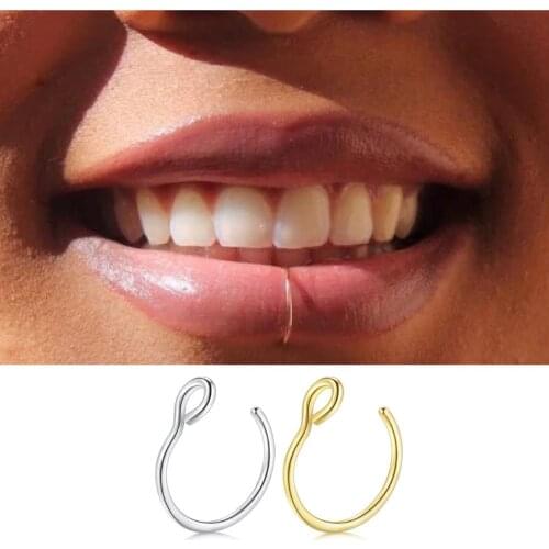 1 pc Body Piercing Lip Ring for women men Sexy 925 Sterling Silver Unisex Fake Nose Ring Hoop Septum Rings fine Jewelry Punk new