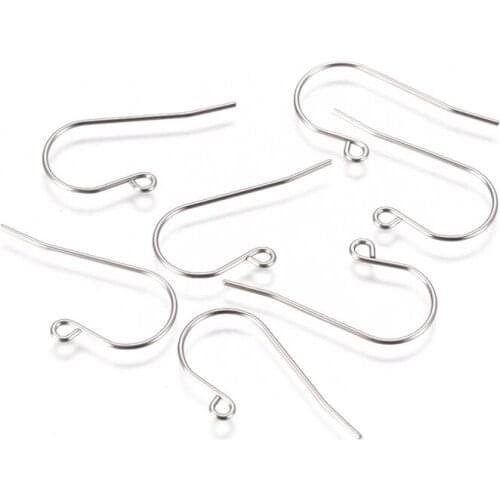 200pcs 304 Stainless Steel Earring Hooks Earring Wire with Loop for DIY Jewelry Making 27.5x13x0.8mm Hole: 1.8mm Pin: 0.7mm