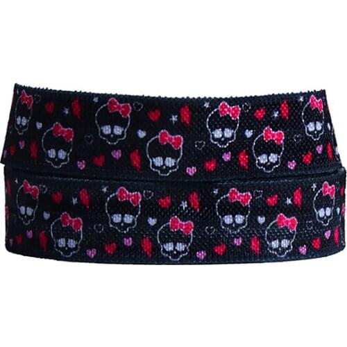 Free shipping 5/8" cartoon foe fold over elastic, 50 yards printing elastic ribbons for baby headbands