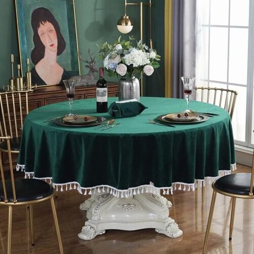 Large Round Table Cloth Solid Color Luxury Velvet Tablecloth Thickness Nordic Hotel Round Household Table Mat