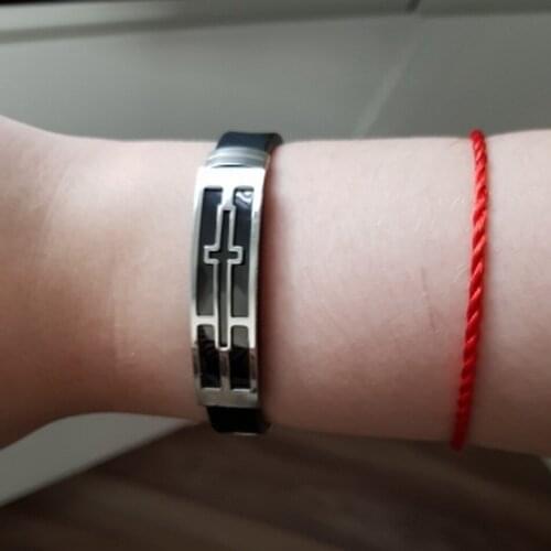 Christian Double Cross Bracelet Charm Mens Wristband Silicone Cuff Bangle Stainless Steel Accessories Religion Jewellry