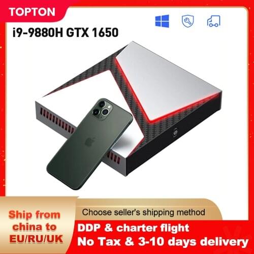 TOPTON Gaming Mini PC Intel Core i9 i7-9750H i5-9300H GTX 1650 2*DDR4 Game Computer Desktop Windows 10 4K HDMI DP Type-C WiFi
