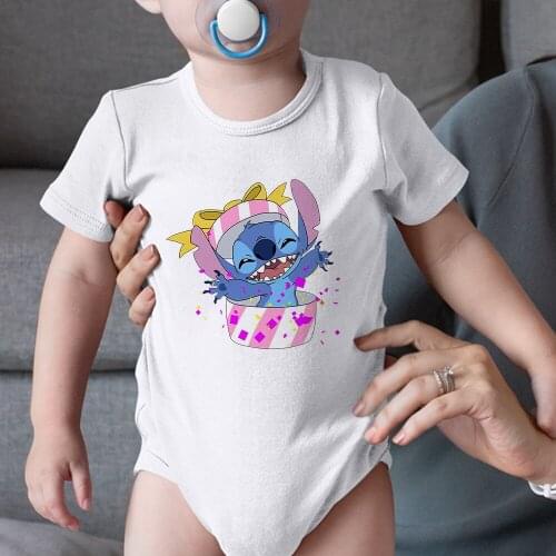 Baby Onesie Cartoon Graphic Fashion Lilo Stitch Amazing Gift Kawaii Printed Casual Infant Romper 0-24M Toddler Bodysuits