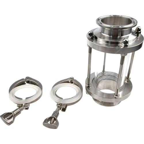 Sanitay 2inch (64mm OD) Tri Clamp Flow Sight Glass Ferrule End Diopter Fit 51mm Pipe SUS 304 Stainless Steel Vodka Still