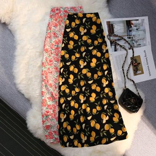 Lemon Printed Fishtail Long Korean Fashion Style Autumn Summer Skirts For Vintage Kawaii WomenS 2021 Clothes High-Waisted Skirt