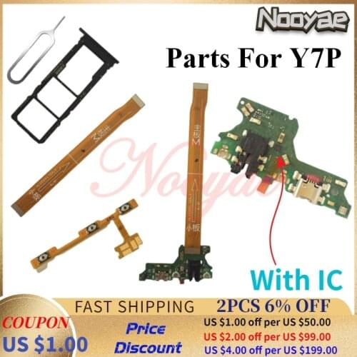 For Huawei Y7P USB Charger Dock Charging Port Main Connect LCD Display Flex Cable Microphone Headphone Jack Board Sim tray