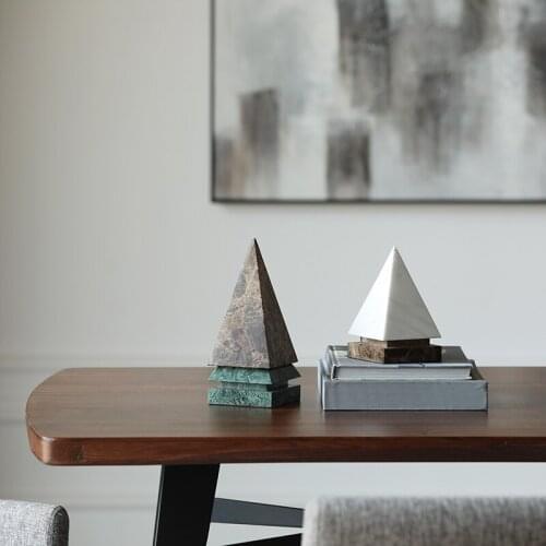 Nordic Style Colorful Natural Marble Pyramid Shape Figurines Decoration Luxtry Decoration Living Room Office Desktop Accessories