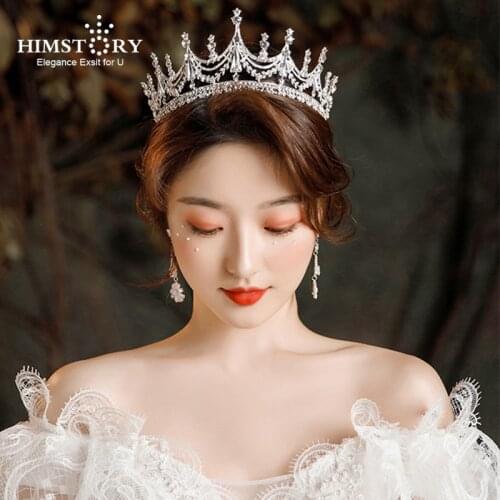 HIMSTORY European Shinny Wedding Crown Hairband Crystal Rhinestone Bridal Prince Married Tiaras Headband Prom New Hair Jewelry