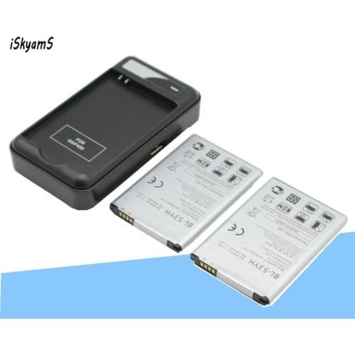 ISkyamS 2x 3000mAh BL-53YH Replacement Battery +Charger for LG Optimus G3 D850 D851 D855 LS990 D830 VS985 F400 LG G3 BL53YH