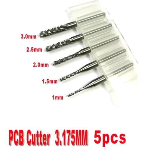 1.0mm, 1.5mm, 2.0mm, 2.5mm, 3.0mm Mini PCB Carbide Tools, CNC Cutting Bits, Millinging Cutters Kit for Engraving Milling Machine
