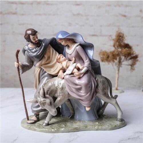 Ceramic Crafts Catholic Birth of Jesus Manger Group Ornaments Religious Christmas Church Decorations Home Decoration Gifts