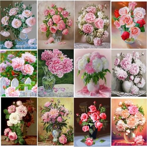 Art by Number Flowers DIY Coloring Paintings by Numbers Acrylic Paint on Canvas Modern Art Painting Oil Painting for Living Room