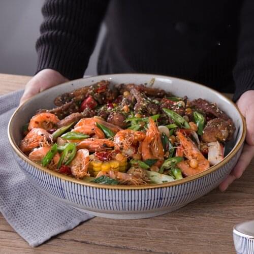 Creative Japanese style retro hotel soup bowl pickled cabbage fish large bowl noodle bowl boiled fish soup basin sea bowl vegeta