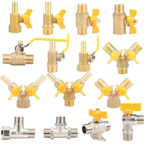 Brass 1/2" BSP Female Male Thread To Barb Three Way Gas Valve Angle Valve Pipe Fitting Connector Adapter For Fuel Gas Water Oil